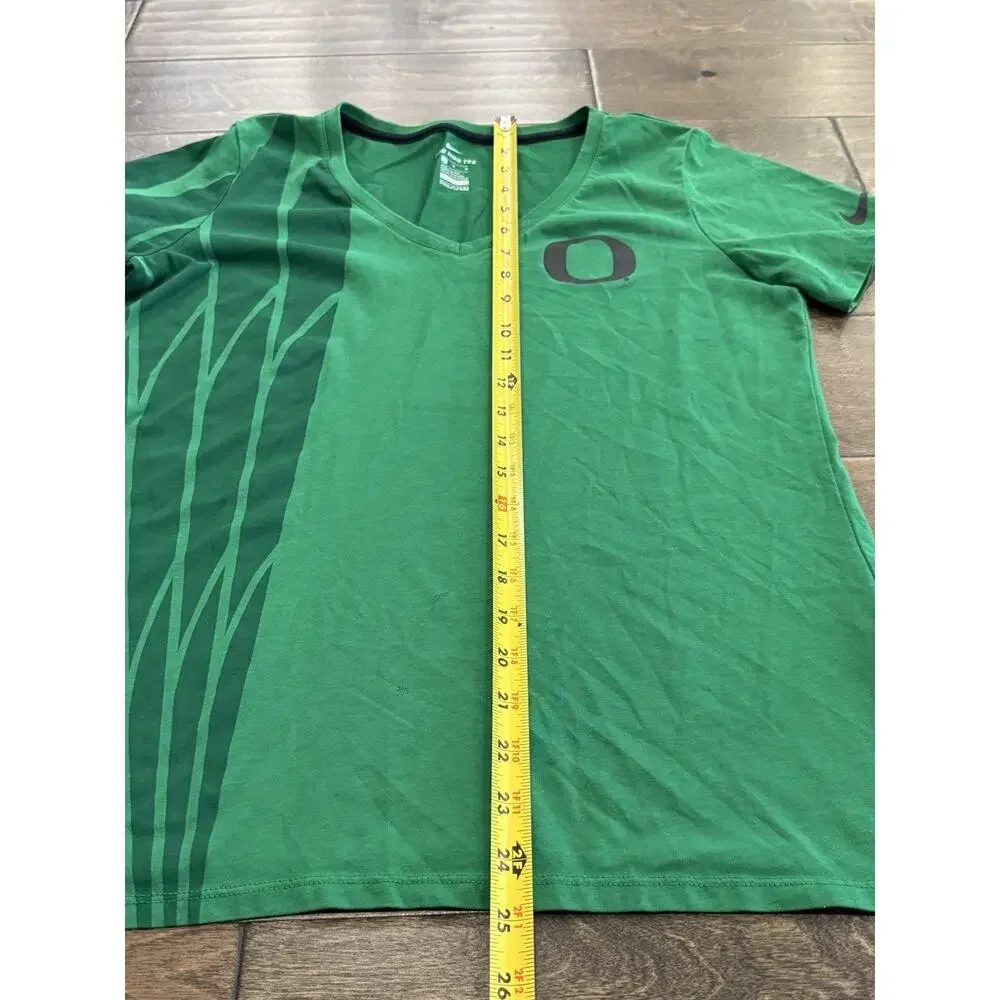 Nike Womens Green V Neck NCAA Oregon Ducks Short Sleeve T-Shirt Size M Medium